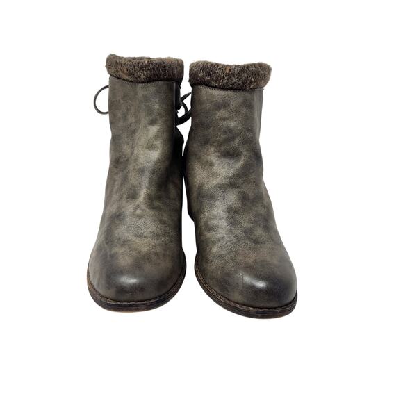 Roxy Dakota Faux Fur Comfort Knit Leather Ankle Boots Dark Gray Size 8 - Picture 4 of 10